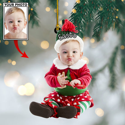 Ornament - Custom Baby Cute Photo With Name for Merry Christmas Ornament LTP0 - Best gifts your whole family