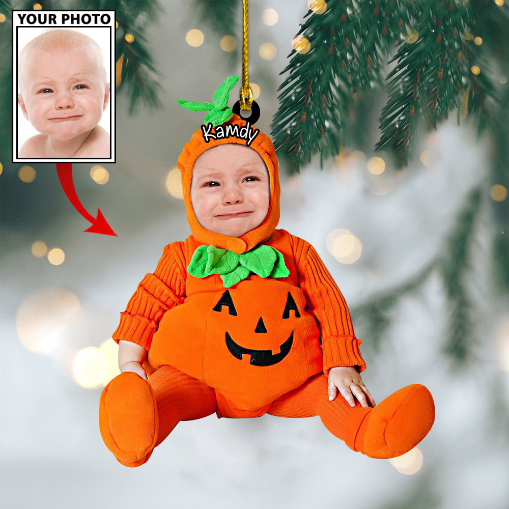 Ornament - Custom Baby Cute Pumpkin Photo With Name for Christmas Ornament LTP0 - Best gifts your whole family