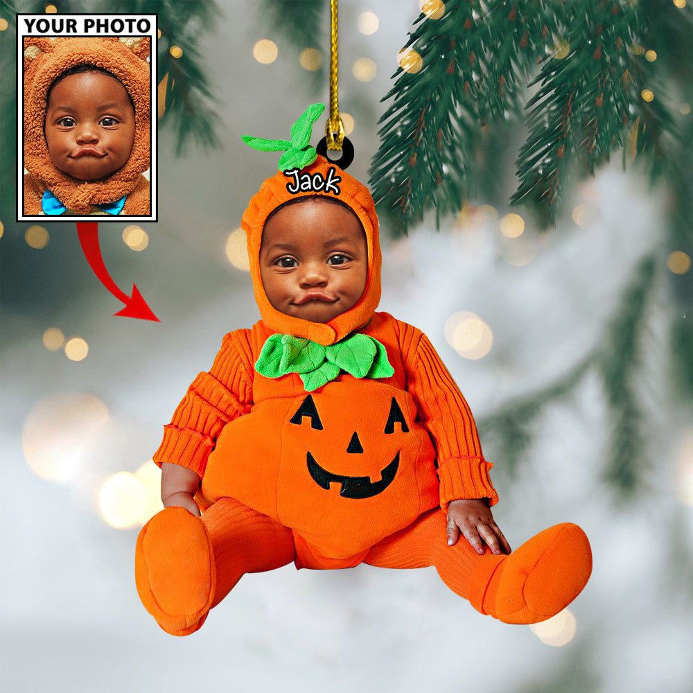Ornament - Custom Baby Cute Pumpkin Photo With Name for Christmas Ornament LTP0 - Best gifts your whole family