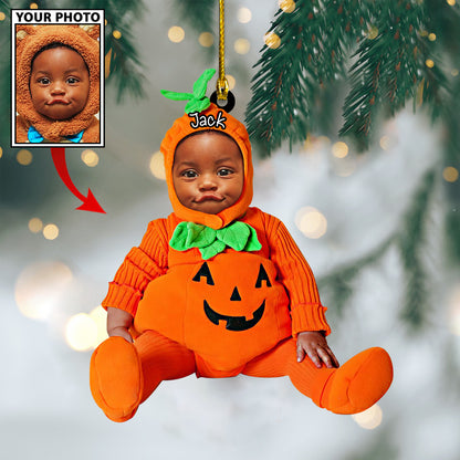 Ornament - Custom Baby Cute Pumpkin Photo With Name for Christmas Ornament LTP0 - Best gifts your whole family