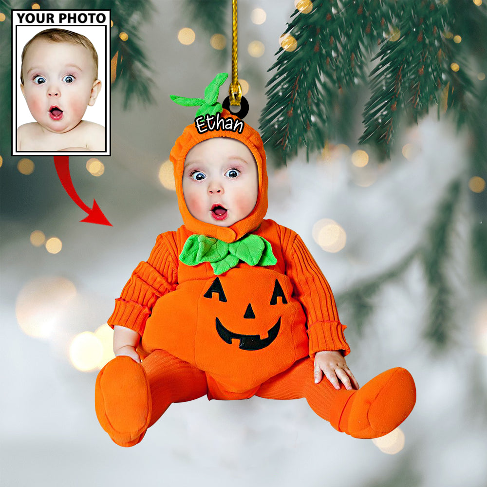 Ornament - Custom Baby Cute Pumpkin Photo With Name for Christmas Ornament LTP0 - Best gifts your whole family