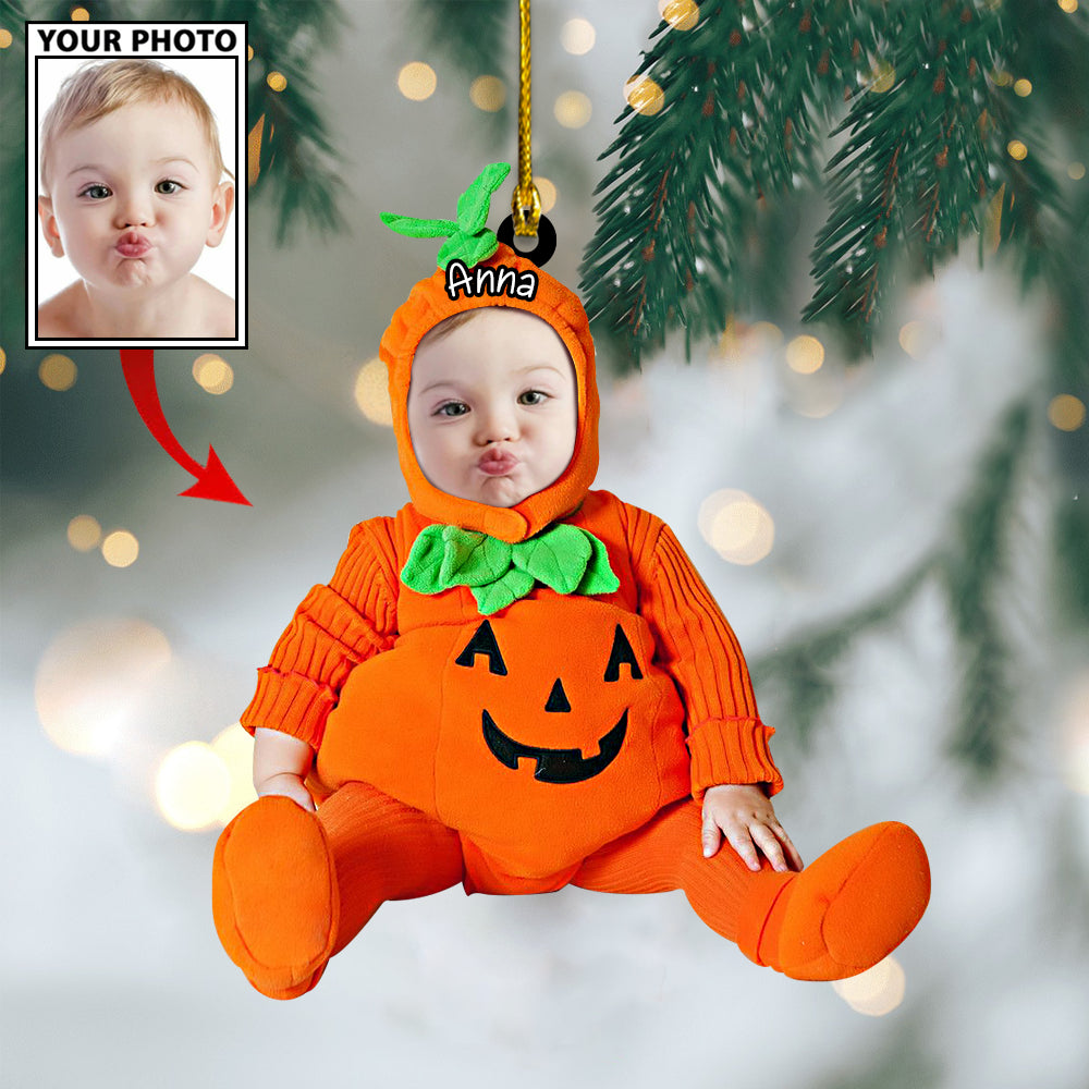 Ornament - Custom Baby Cute Pumpkin Photo With Name for Christmas Ornament LTP0 - Best gifts your whole family