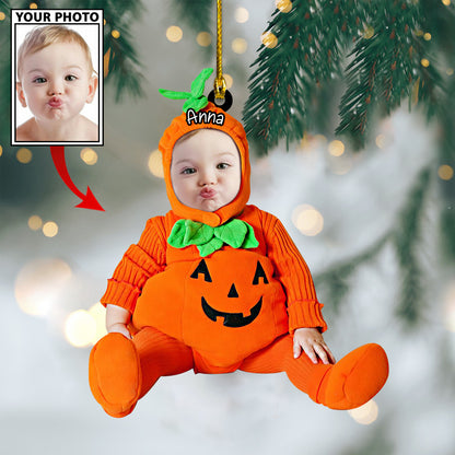 Ornament - Custom Baby Cute Pumpkin Photo With Name for Christmas Ornament LTP0 - Best gifts your whole family