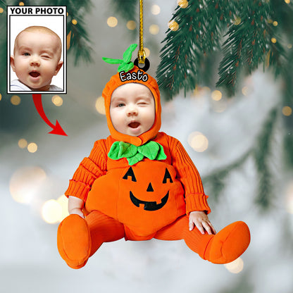 Ornament - Custom Baby Cute Pumpkin Photo With Name for Christmas Ornament LTP0 - Best gifts your whole family