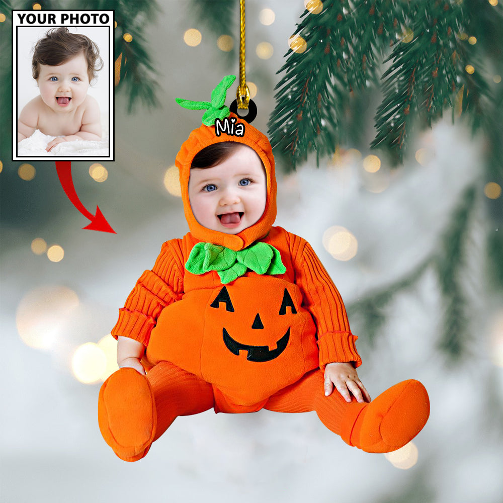 Ornament - Custom Baby Cute Pumpkin Photo With Name for Christmas Ornament LTP0 - Best gifts your whole family