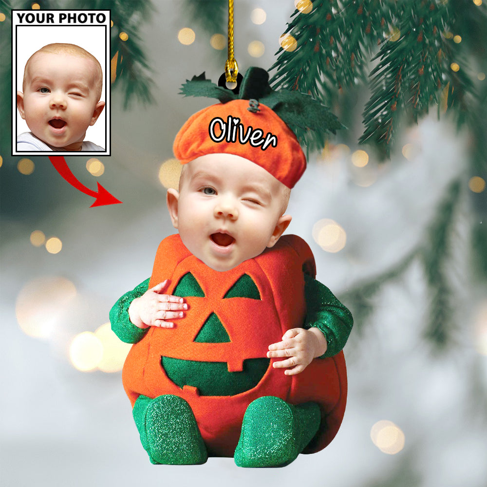 Ornament - Custom Baby Pumpkin Cute Photo With Name for Christmas Ornament LTP0 - Best gifts your whole family