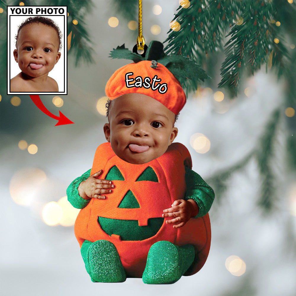 Ornament - Custom Baby Pumpkin Cute Photo With Name for Christmas Ornament LTP0 - Best gifts your whole family