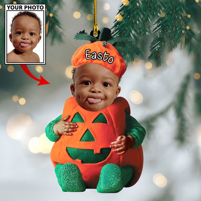 Ornament - Custom Baby Pumpkin Cute Photo With Name for Christmas Ornament LTP0 - Best gifts your whole family
