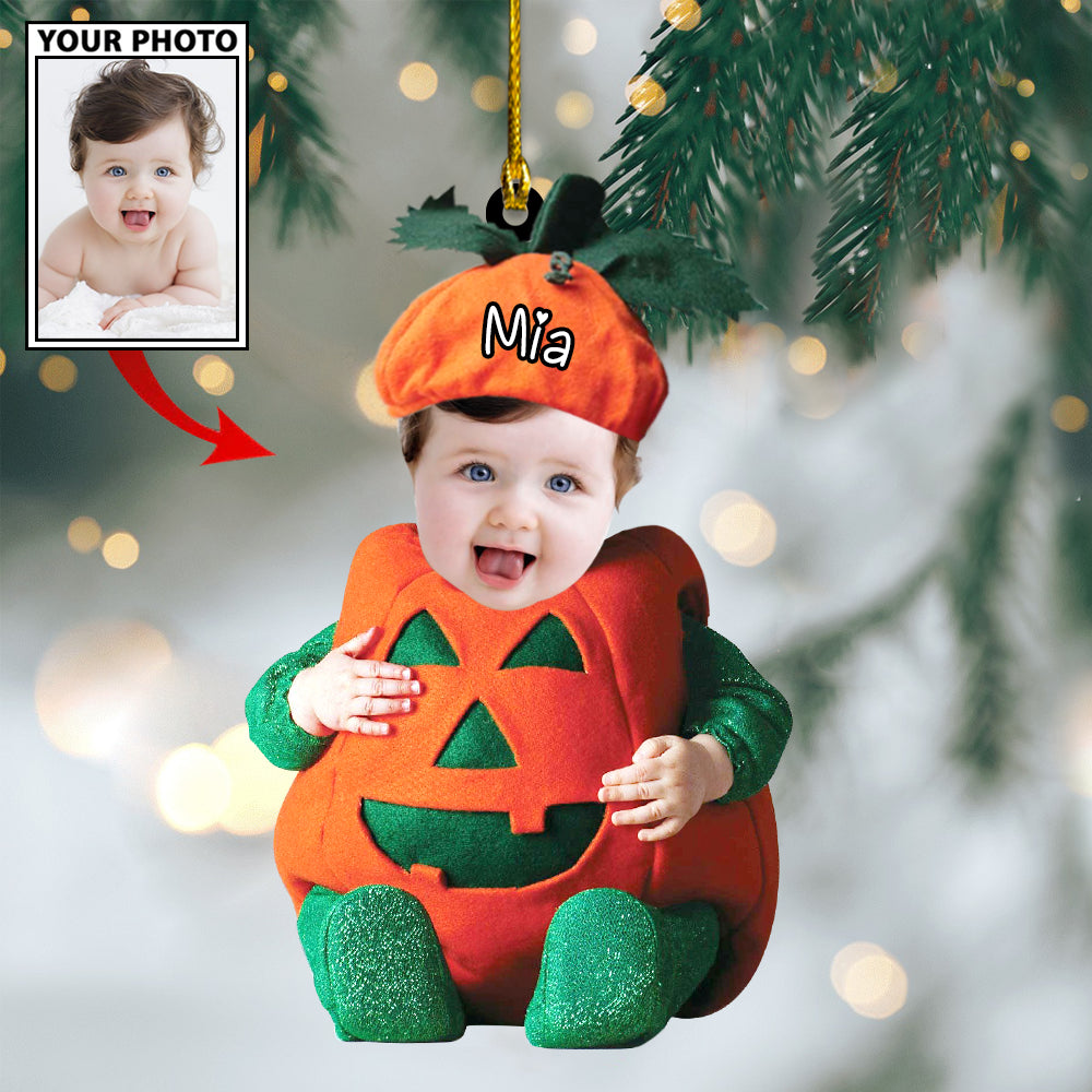 Ornament - Custom Baby Pumpkin Cute Photo With Name for Christmas Ornament LTP0 - Best gifts your whole family