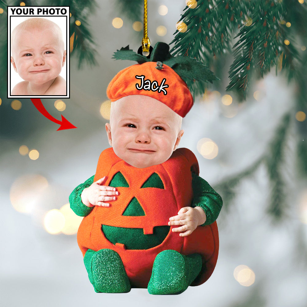 Ornament - Custom Baby Pumpkin Cute Photo With Name for Christmas Ornament LTP0 - Best gifts your whole family