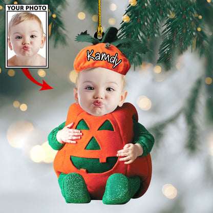 Ornament - Custom Baby Pumpkin Cute Photo With Name for Christmas Ornament LTP0 - Best gifts your whole family