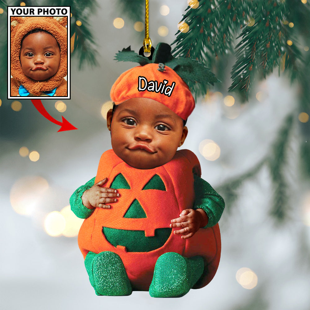 Ornament - Custom Baby Pumpkin Cute Photo With Name for Christmas Ornament LTP0 - Best gifts your whole family