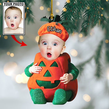 Ornament - Custom Baby Pumpkin Cute Photo With Name for Christmas Ornament LTP0 - Best gifts your whole family