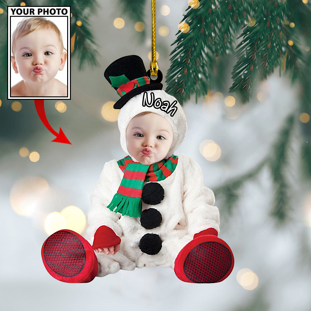 Ornament - Custom Baby Snowman Cute Photo With Name for Christmas Ornament LTP0 - Best gifts your whole family