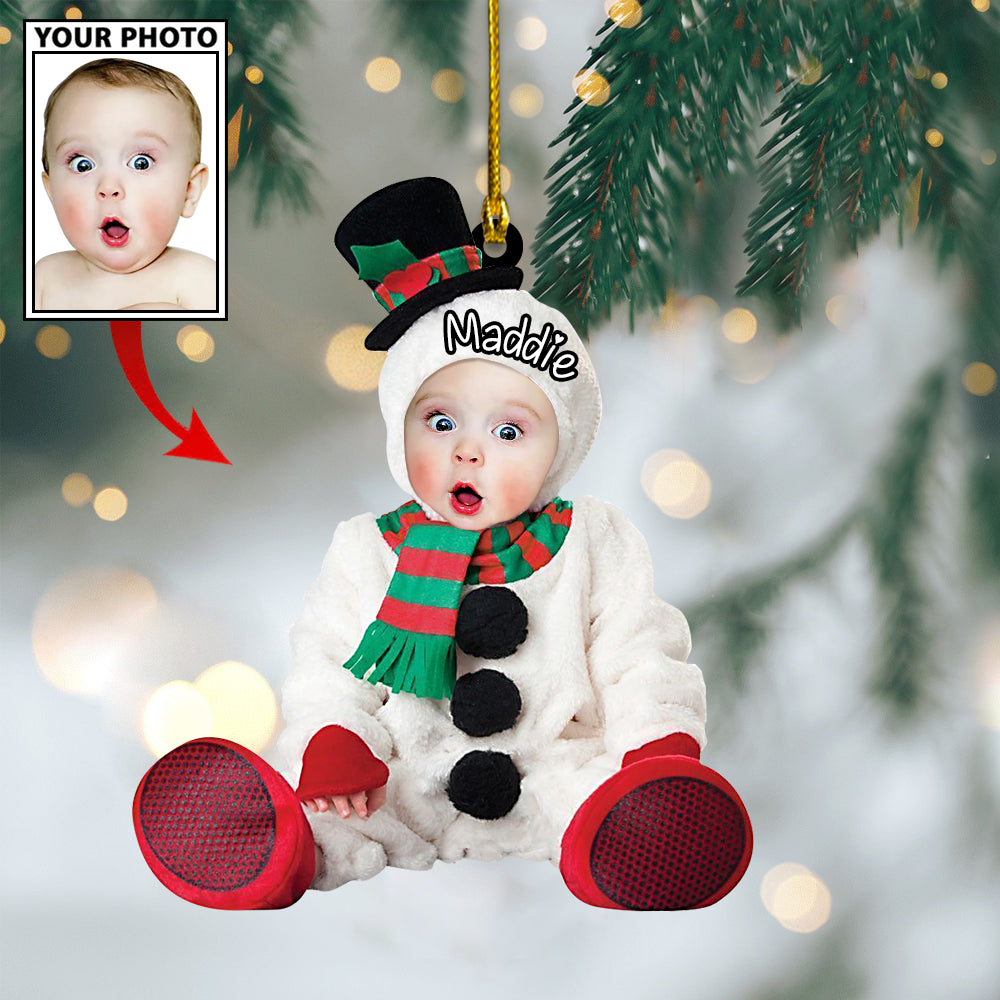 Ornament - Custom Baby Snowman Cute Photo With Name for Christmas Ornament LTP0 - Best gifts your whole family
