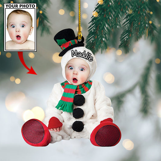 Ornament - Custom Baby Snowman Cute Photo With Name for Christmas Ornament LTP0 - Best gifts your whole family