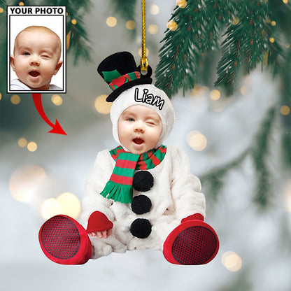 Ornament - Custom Baby Snowman Cute Photo With Name for Christmas Ornament LTP0 - Best gifts your whole family