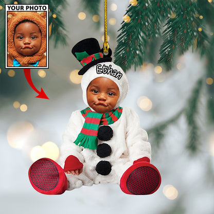 Ornament - Custom Baby Snowman Cute Photo With Name for Christmas Ornament LTP0 - Best gifts your whole family