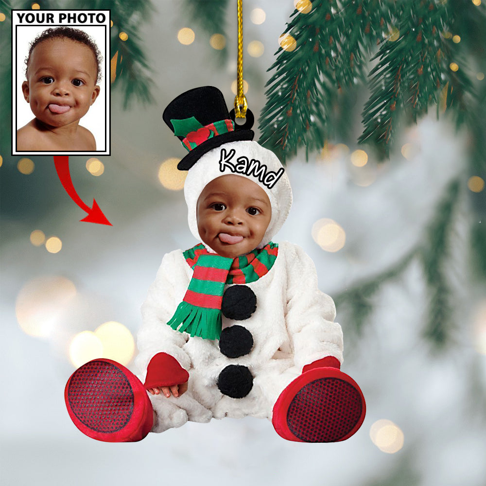 Ornament - Custom Baby Snowman Cute Photo With Name for Christmas Ornament LTP0 - Best gifts your whole family