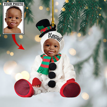 Ornament - Custom Baby Snowman Cute Photo With Name for Christmas Ornament LTP0 - Best gifts your whole family
