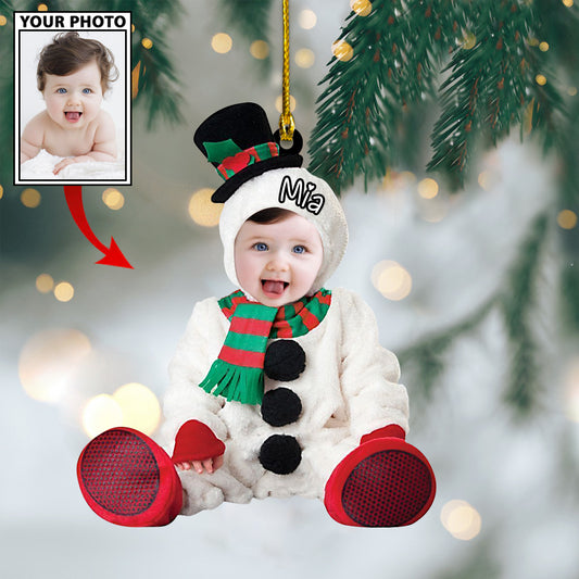 Ornament - Custom Baby Snowman Cute Photo With Name for Christmas Ornament LTP0 - Best gifts your whole family