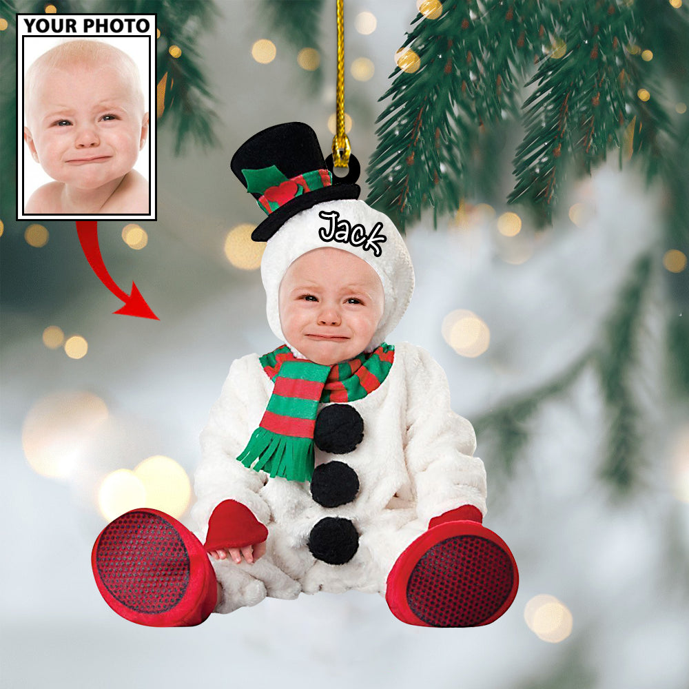 Ornament - Custom Baby Snowman Cute Photo With Name for Christmas Ornament LTP0 - Best gifts your whole family