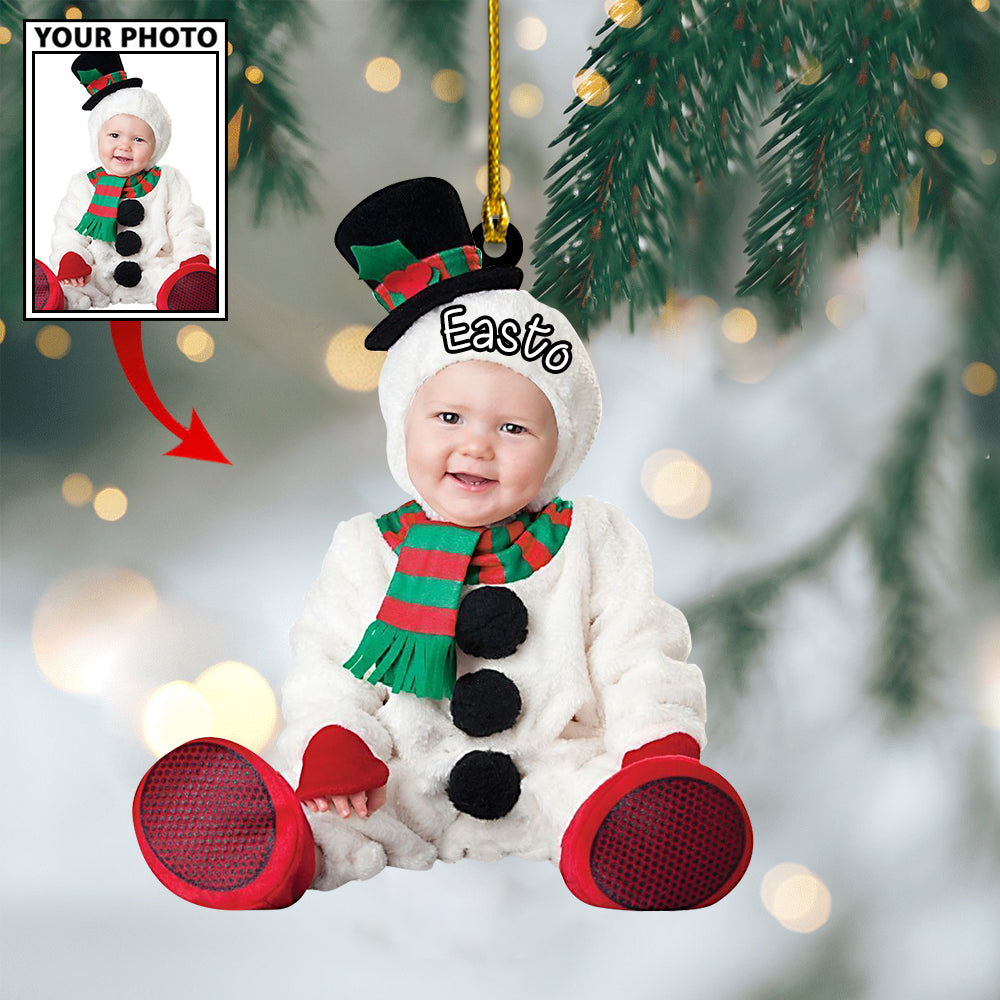 Ornament - Custom Baby Snowman Cute Photo With Name for Christmas Ornament LTP0 - Best gifts your whole family