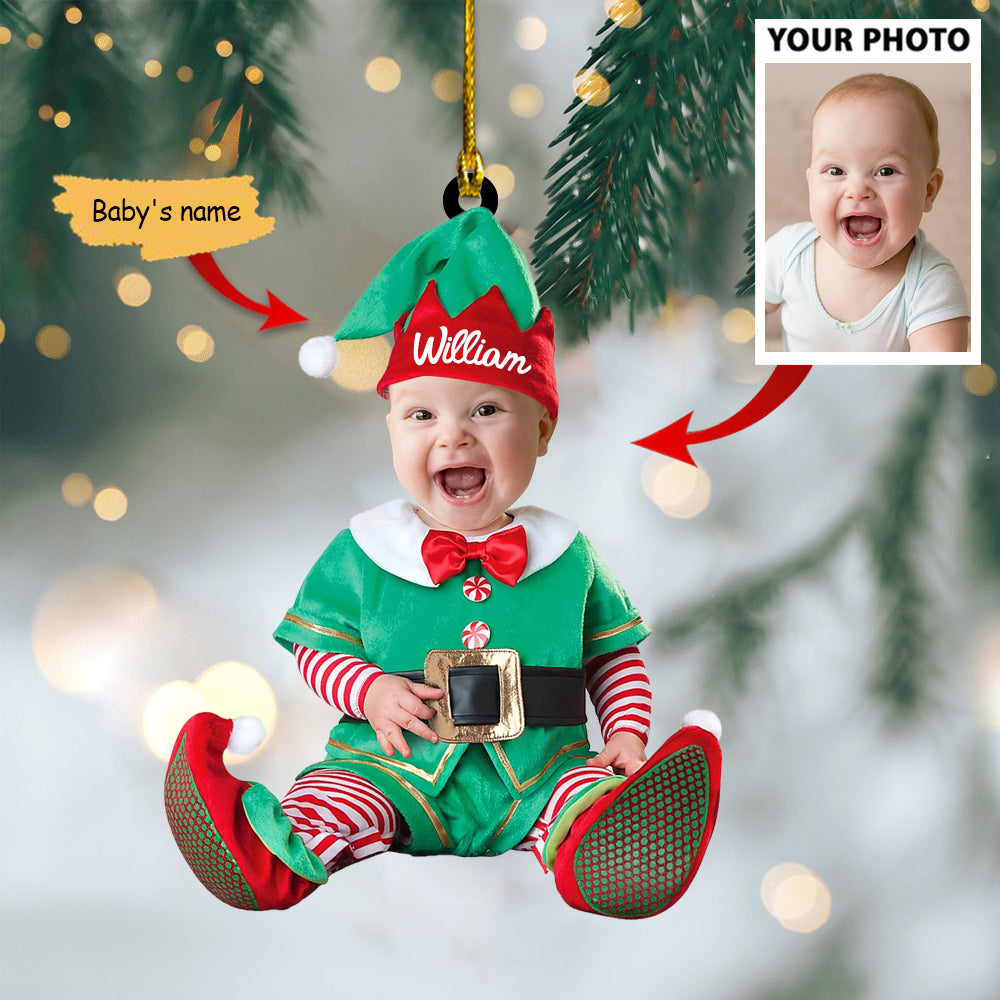 Ornament - Cute Baby Elf Ornament Custom Name Christmas Ornament - Best gifts your whole family