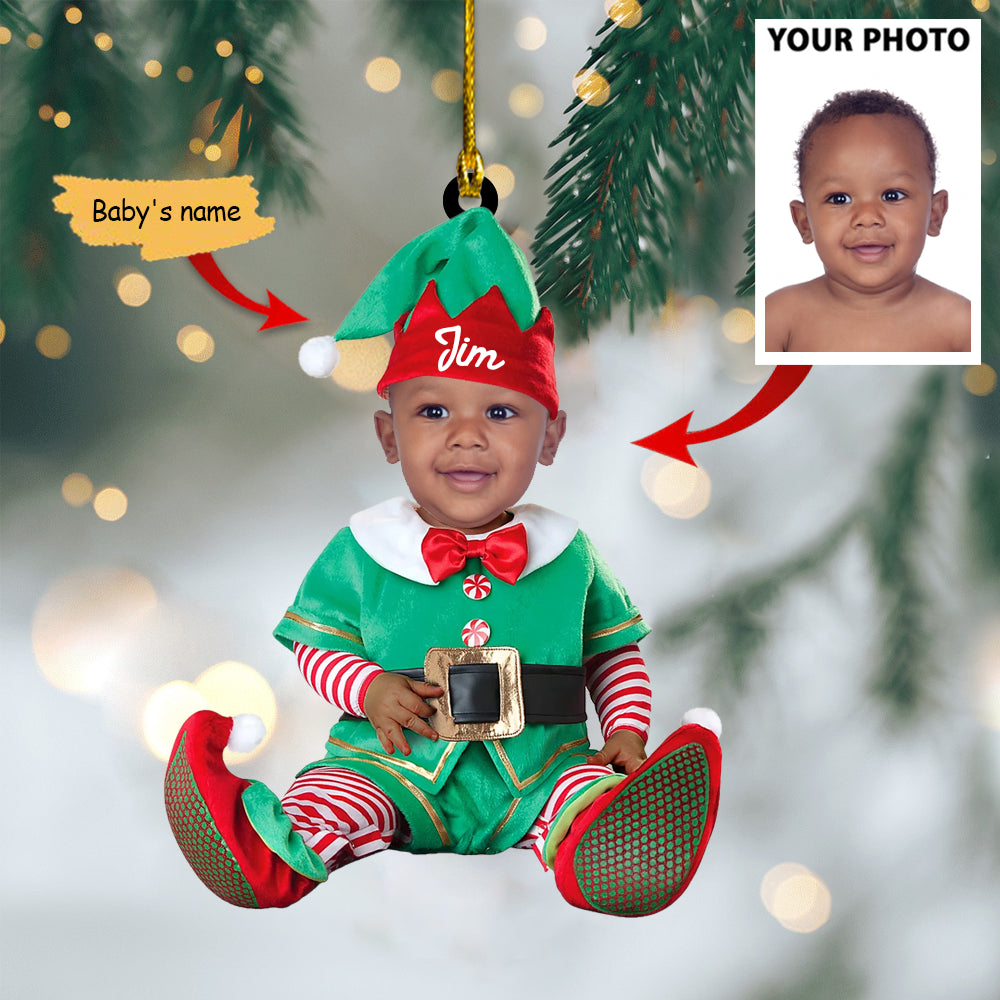 Ornament - Cute Baby Elf Ornament Custom Name Christmas Ornament - Best gifts your whole family