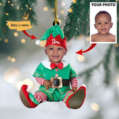 Ornament - Cute Baby Elf Ornament Custom Name Christmas Ornament - Best gifts your whole family