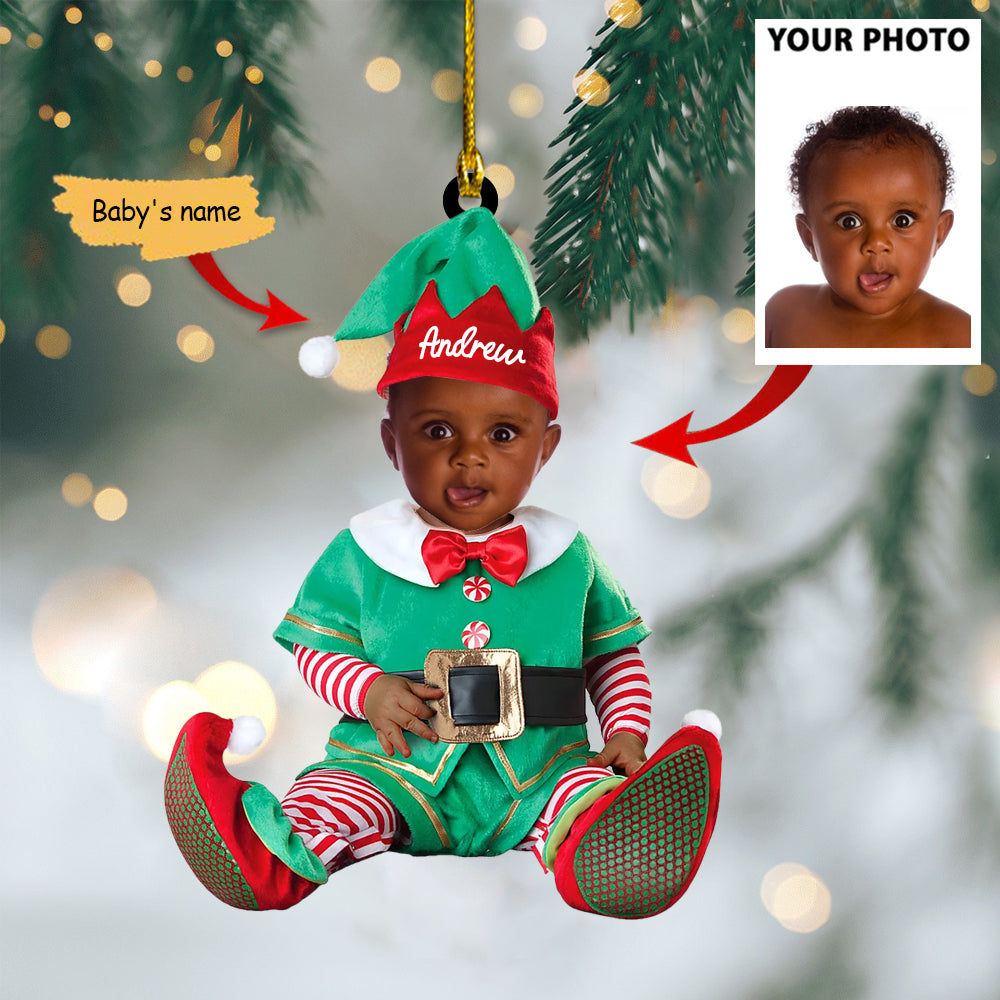 Ornament - Cute Baby Elf Ornament Custom Name Christmas Ornament - Best gifts your whole family