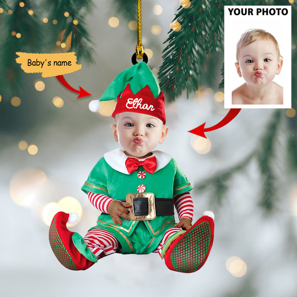 Ornament - Cute Baby Elf Ornament Custom Name Christmas Ornament - Best gifts your whole family