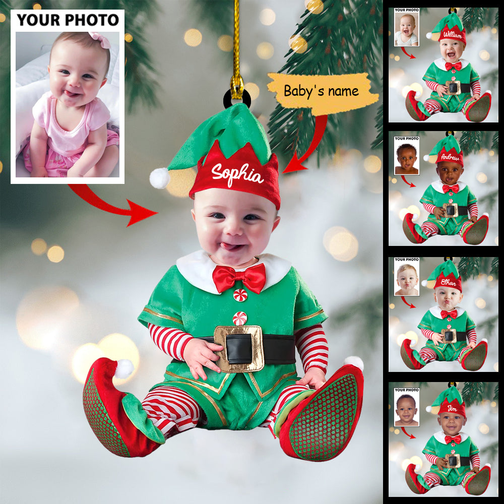 Ornament - Cute Baby Elf Ornament Custom Name Christmas Ornament - Best gifts your whole family