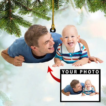 Ornament - Dad and Baby Cute Custom photo Ornament - Best gifts your whole family