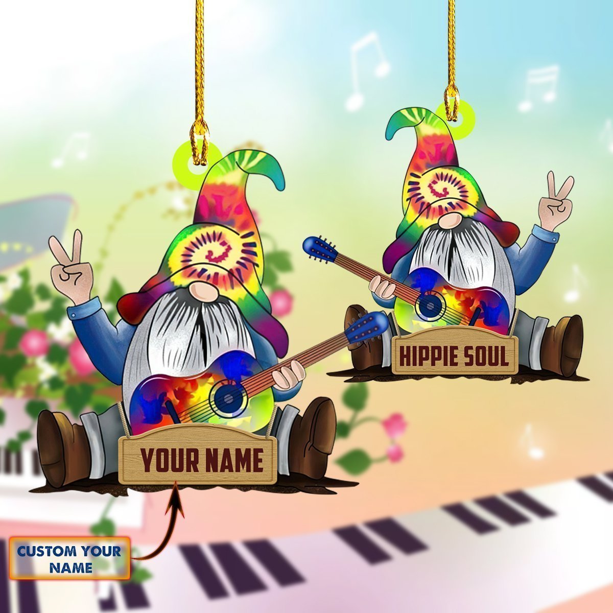 Ornament - Hippie - Custom Shaped Flat Ornament, Gnome Ornament Christmas, Home Decor, Christmas Deco - Best gifts your whole family