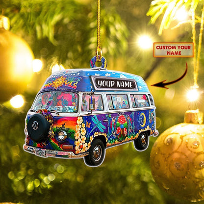 Ornament - Hippie Car - Custom Shaped Flat Ornament, Perfect Hippie Car Ornament, Christmas Ornament Deco - Best gifts your whole family