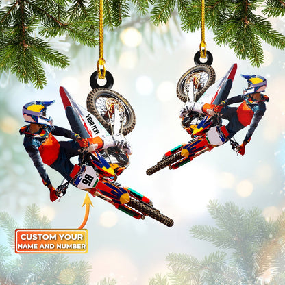 Ornament - Motocross - Motocross Biker, Custom Shaped Ornament, Christmas Ornament Deco - Best gifts your whole family