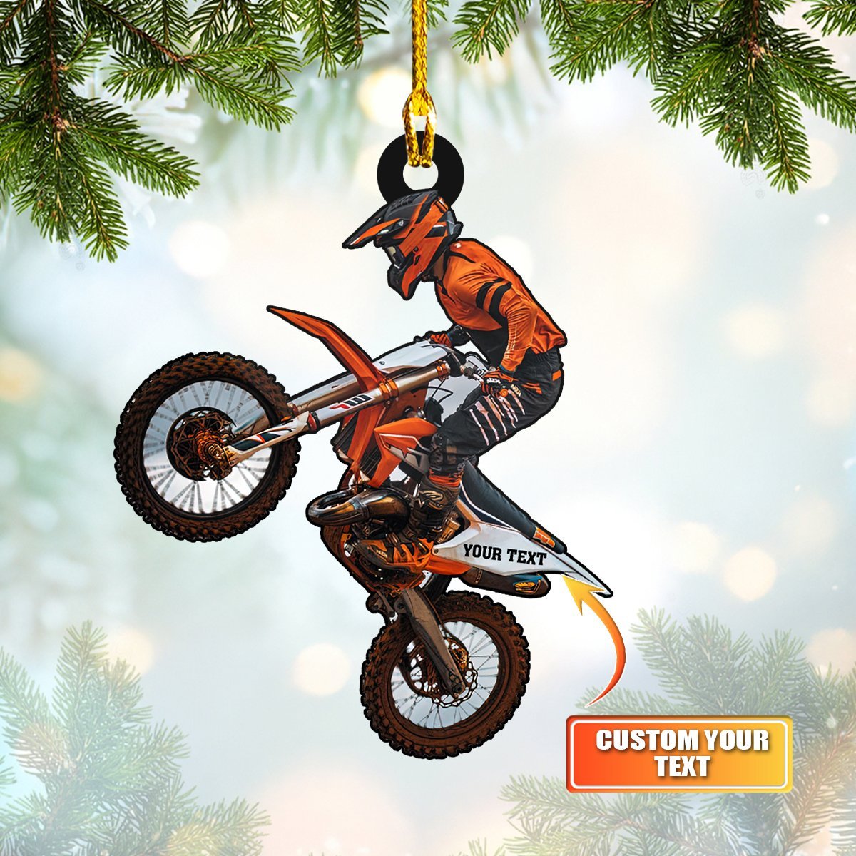 Ornament - Motocross, Biker, Custom Shaped Flat Ornament, Home Decor, Gift for Christmas, Christmas Deco - Best gifts your whole family