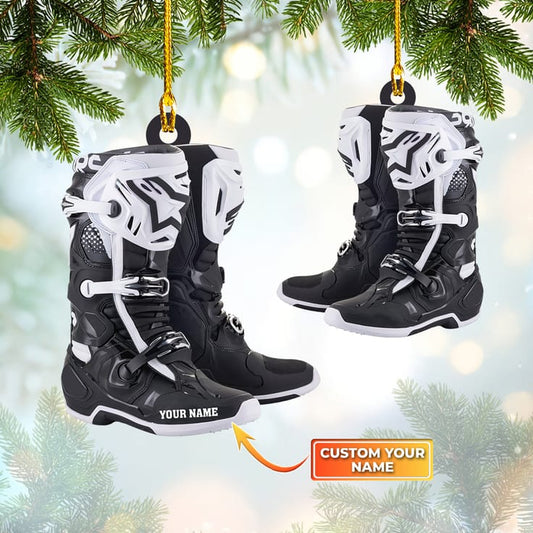 Ornament - Motocross Boots Custom Name Ornament, Custom Shaped Flat Ornament Christma - Best gifts your whole family