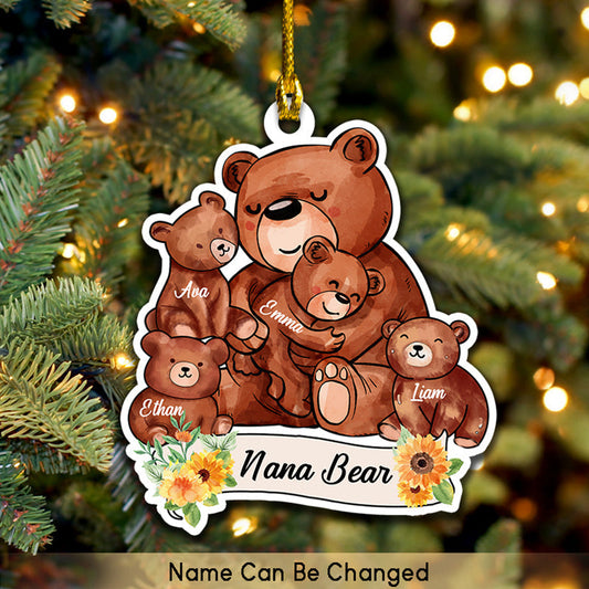 Ornament - Nana Bear Ornament Personalized Grandma Handmade Christmas, Custom Shape Flat Ornament - Best gifts your whole family