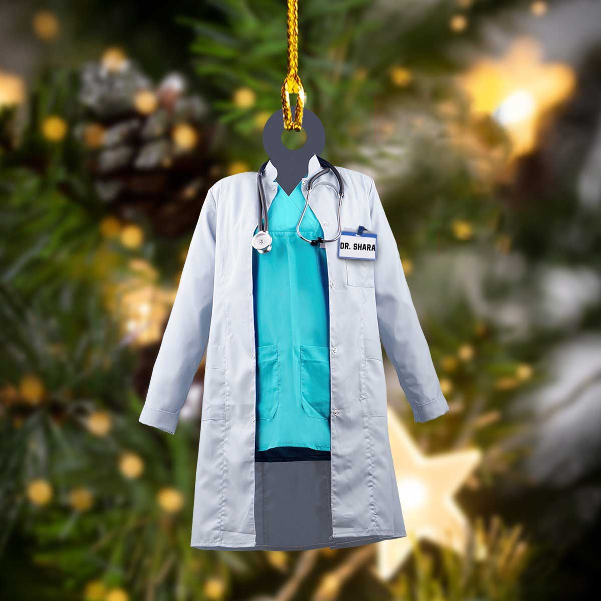 Ornament - Personalized Custom Name Doctor Coat Ornament, Custom Shaped Flat Ornament Christma - Best gifts your whole family