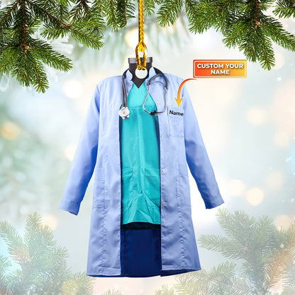 Ornament - Personalized Custom Name Doctor Coat Ornament, Custom Shaped Flat Ornament Christma - Best gifts your whole family