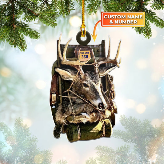 Ornament - Personalized Deer Hunting Custom Shaped Flat Ornament Christmas, Ornament For Hunting, Christmas Deco - Best gifts your whole family