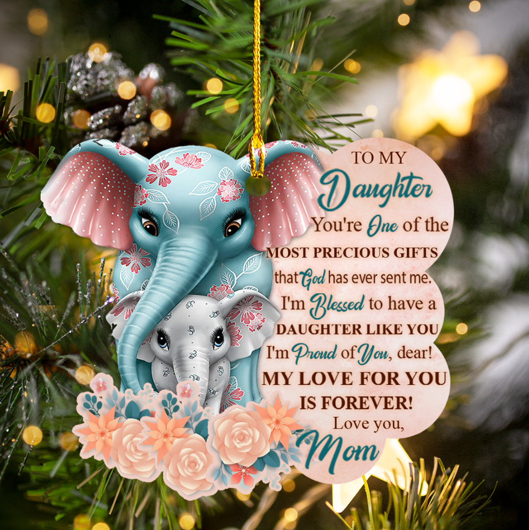 Ornament - Personalized Mom and Daughter Gift Ornament, Custom Shape Flat Ornament, Elephant Ornmaent Christmas, Home Deco - Best gifts your whole family