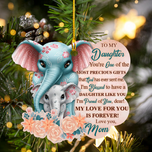 Ornament - Personalized Mom and Daughter Gift Ornament, Custom Shape Flat Ornament, Elephant Ornmaent Christmas, Home Deco - Best gifts your whole family