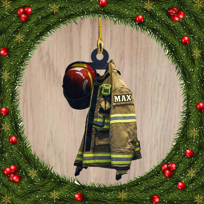 Ornament - Personalized Name Firefighter Ornament Hanger Decor, Custom Shaped Flat Ornament Christmas, Christmas Deco - Best gifts your whole family