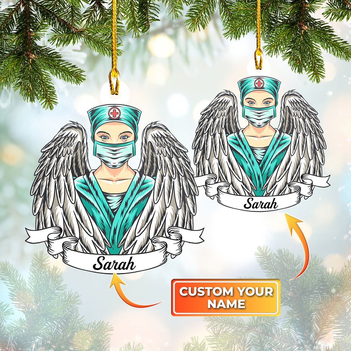 Ornament - Personalized Nurse Ornament Custom Name, Custom Shape Flat Ornament, Christmas Deco - Best gifts your whole family
