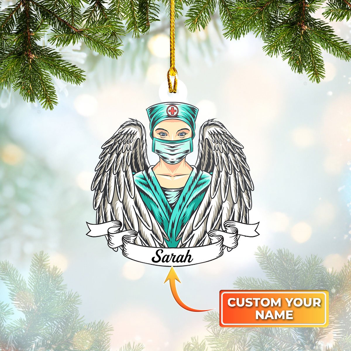 Ornament - Personalized Nurse Ornament Custom Name, Custom Shape Flat Ornament, Christmas Deco - Best gifts your whole family