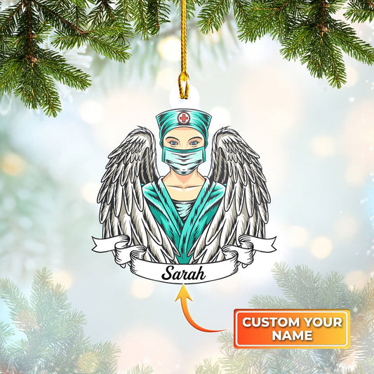 Ornament - Personalized Nurse Ornament Custom Name, Custom Shape Flat Ornament, Christmas Deco - Best gifts your whole family