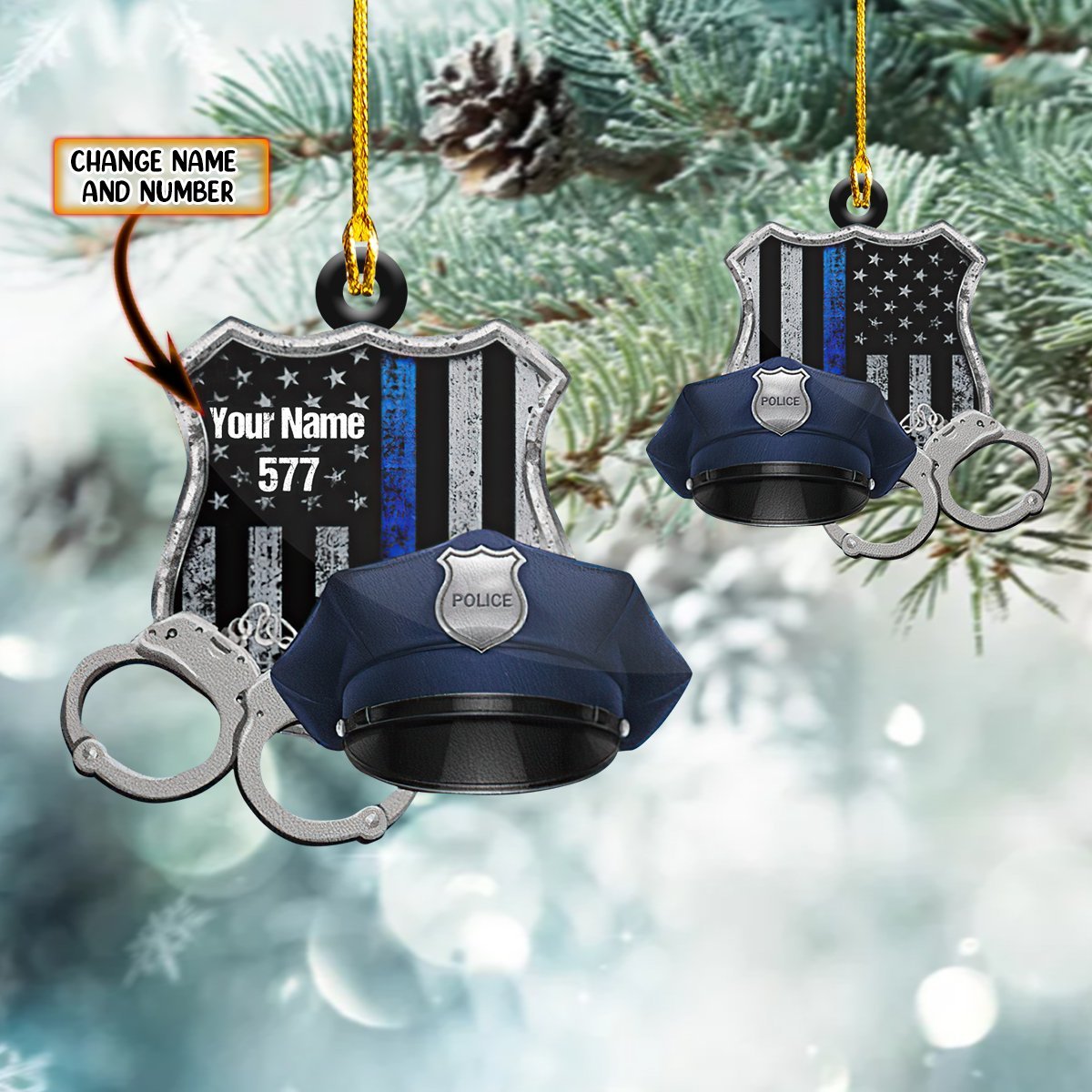Ornament - Personalized Police Combo Shaped Flat Ornament Christmas, Gift for Police, Christmas Deco - Best gifts your whole family